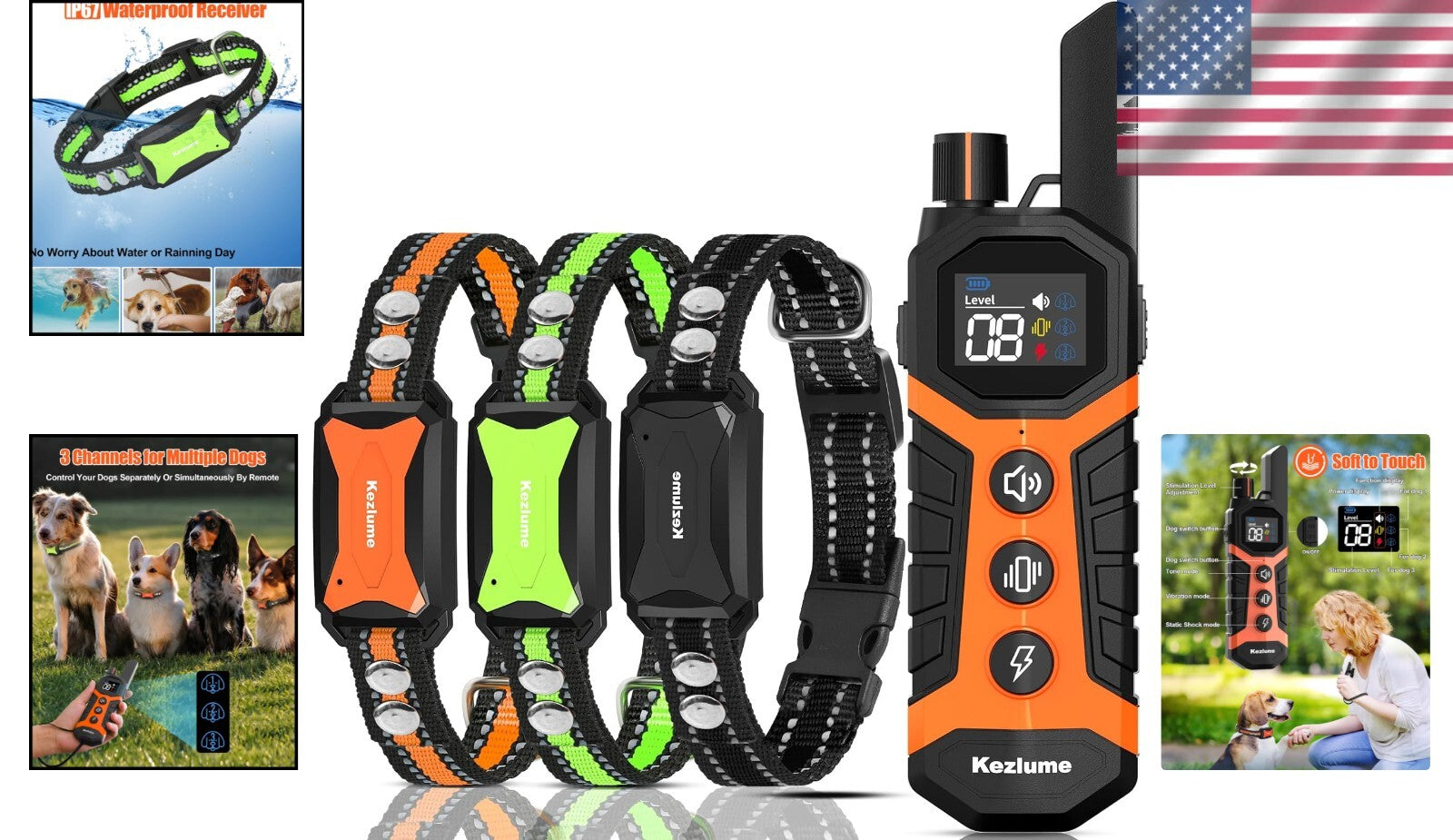 4000FT Dog Training Collar with Remote - Safe Shock E-Collar for All Breeds