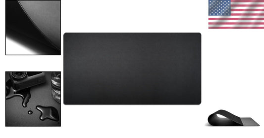 34 x 17 Inch Black Leather Desk Mat - Elegant Non-Slip with 1-Year Warranty