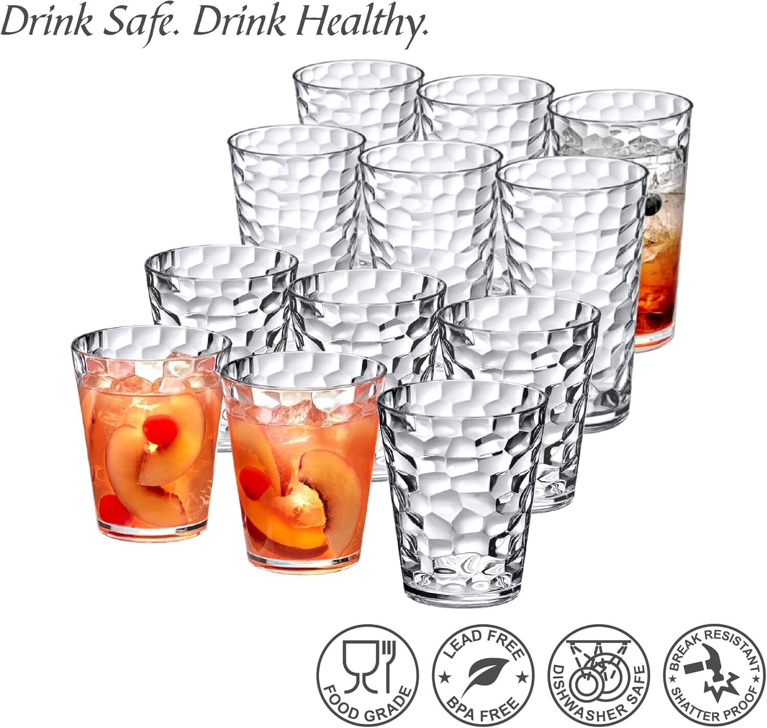 12-Piece Plastic Tumbler Set - Dishwasher-Safe, Reusable Drinkware for Parties
