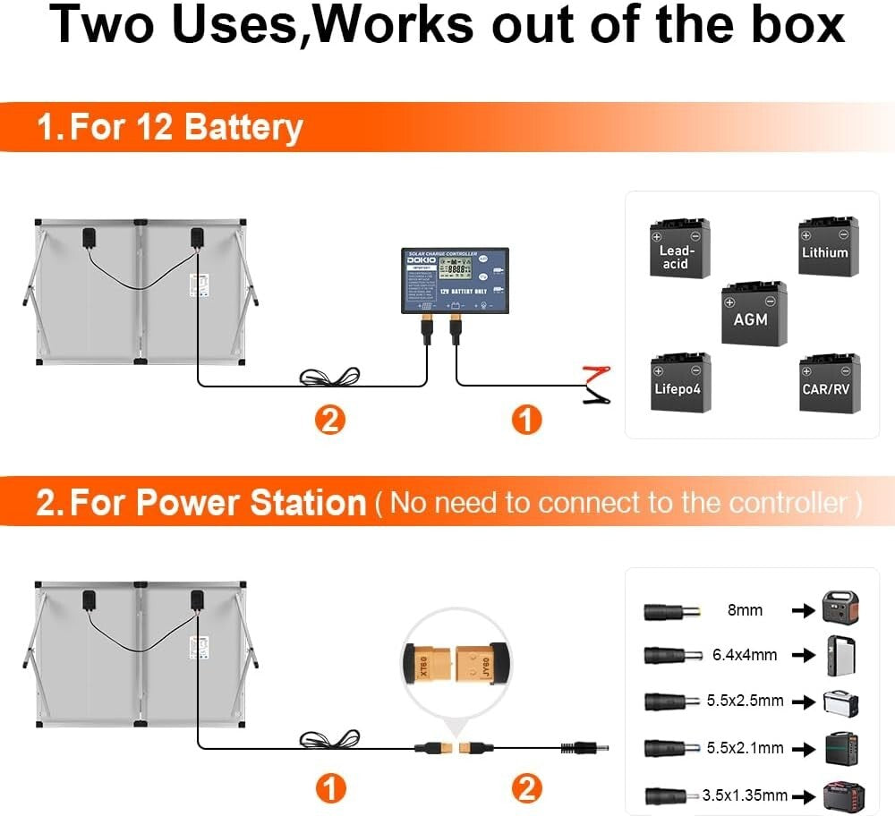 Efficient 18V Foldable Solar Panel with Controller - Perfect for Outdoor Use