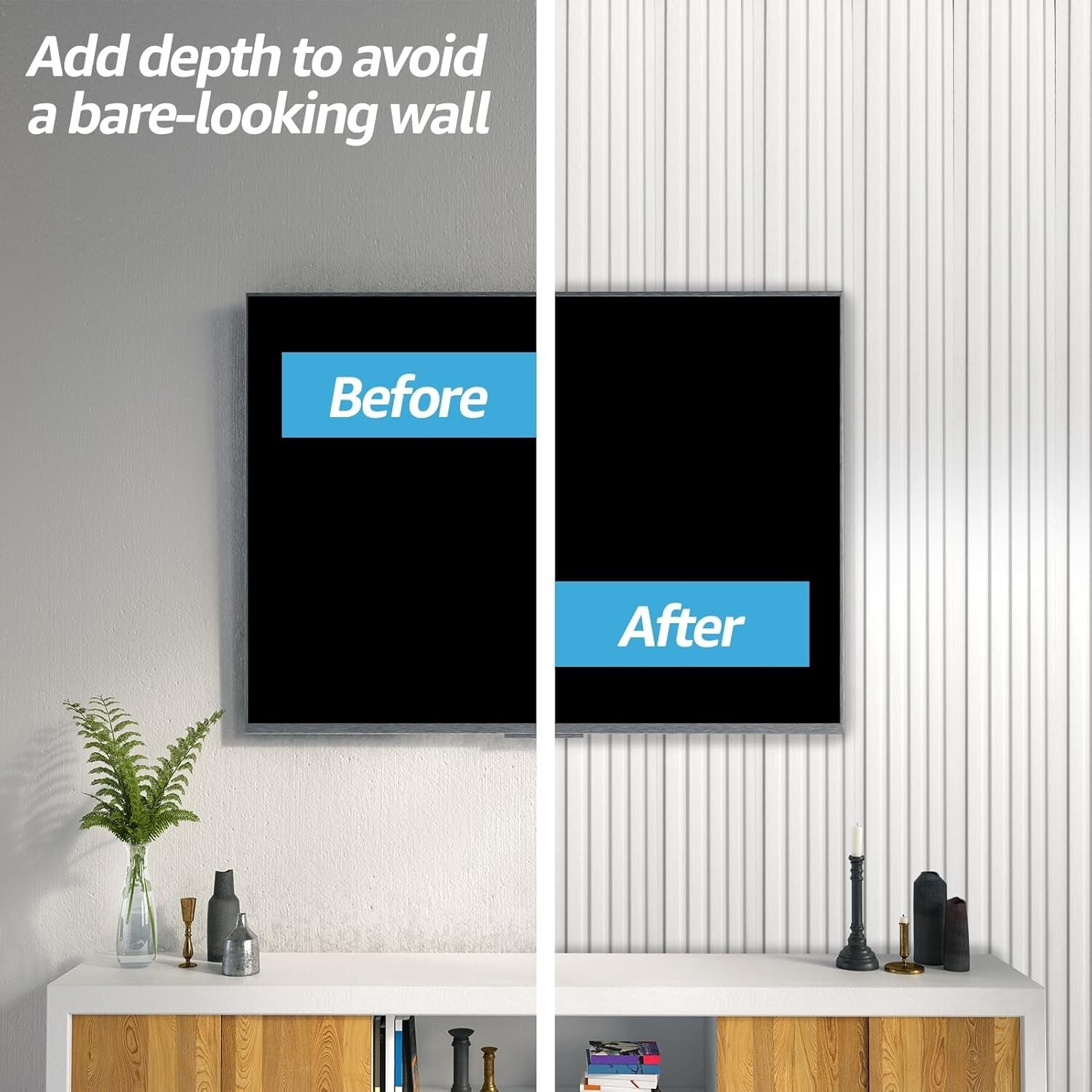 Durable 3D WPC Slat Wall Accent Panels - White, 8-Pack, Perfect for Home Design