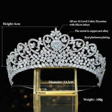Load image into Gallery viewer, Lightweight Bridal Tiara with Secure Pin Loops - Perfect for Weddings &amp; Events