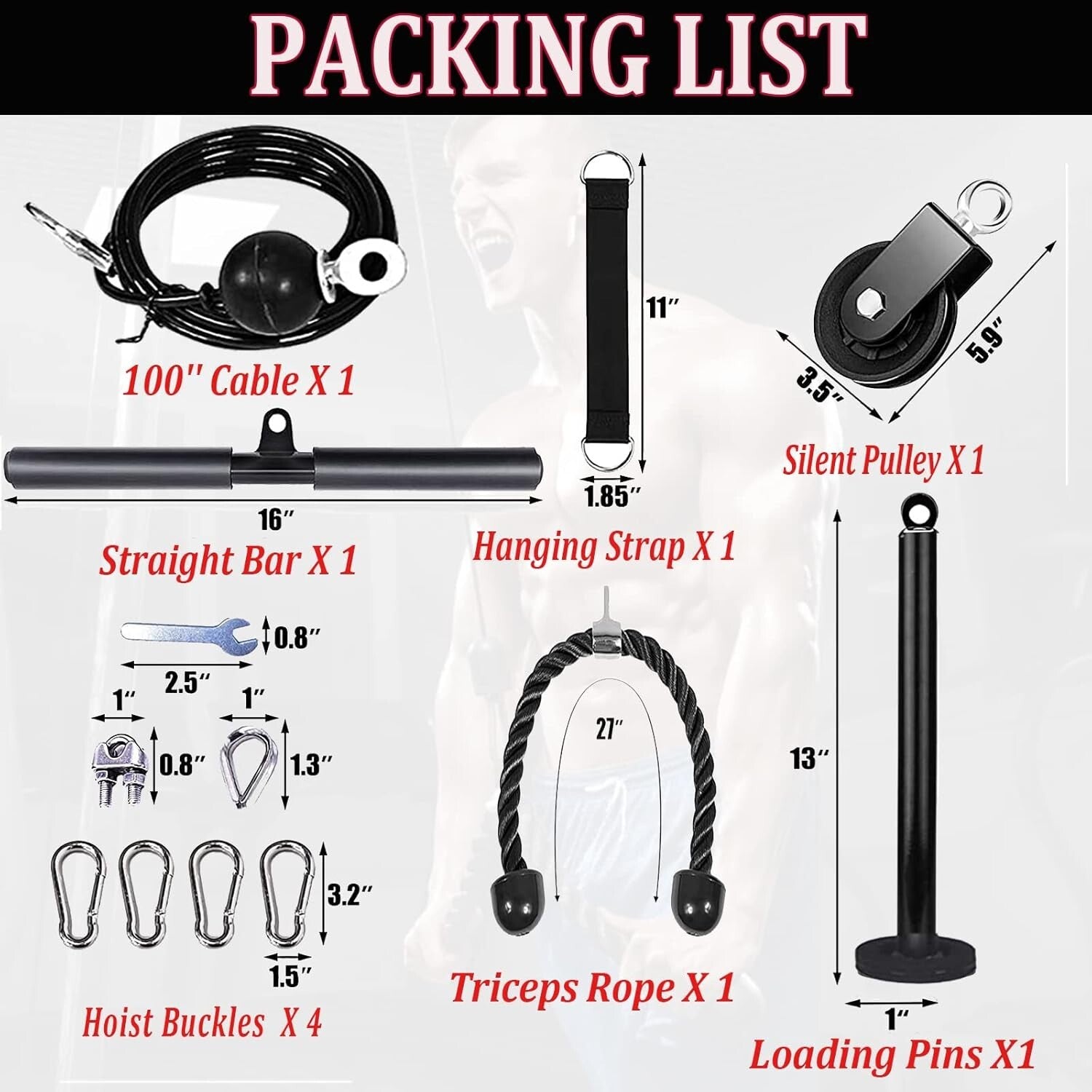 Durable Fitness Equipment Cable Machine - Home LAT Pulley with Adjustable Cables