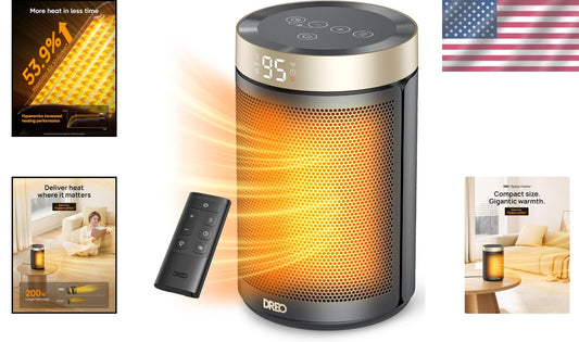 Elegant Gold Tower Space Heater with Remote Control and 5 Modes for Every Room