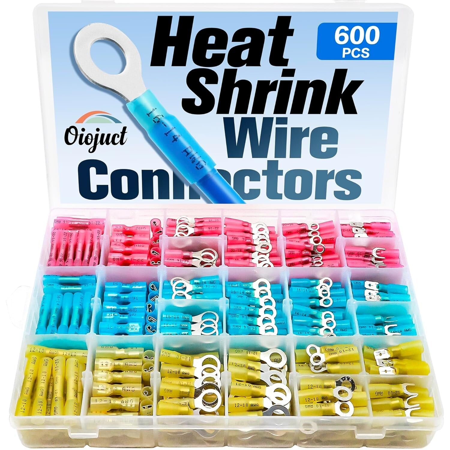 Assorted Heat Shrink Wire Connectors: 600PCS Marine & Automotive Crimp Terminals