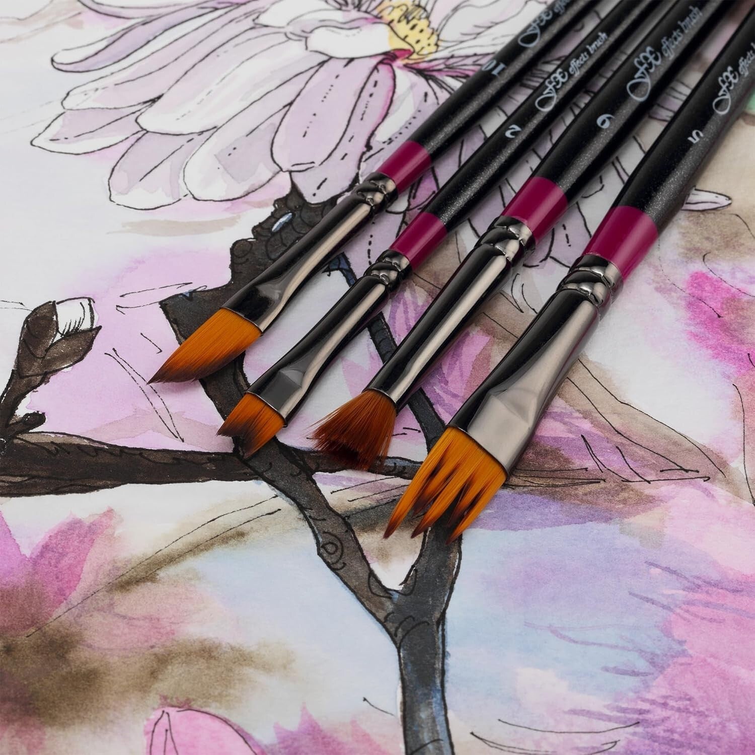 High-Quality 10 Brush Set for Artists: Special Effects & Multi-Media Painting