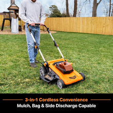 Load image into Gallery viewer, Compact Cordless Lawn Mower with 3-in-1 Function &amp; Folding Handle for Storage