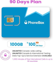 Load image into Gallery viewer, 100GB Canada SIM - Preloaded for 90 Days, 1,000 International Calls &amp; No Fees!