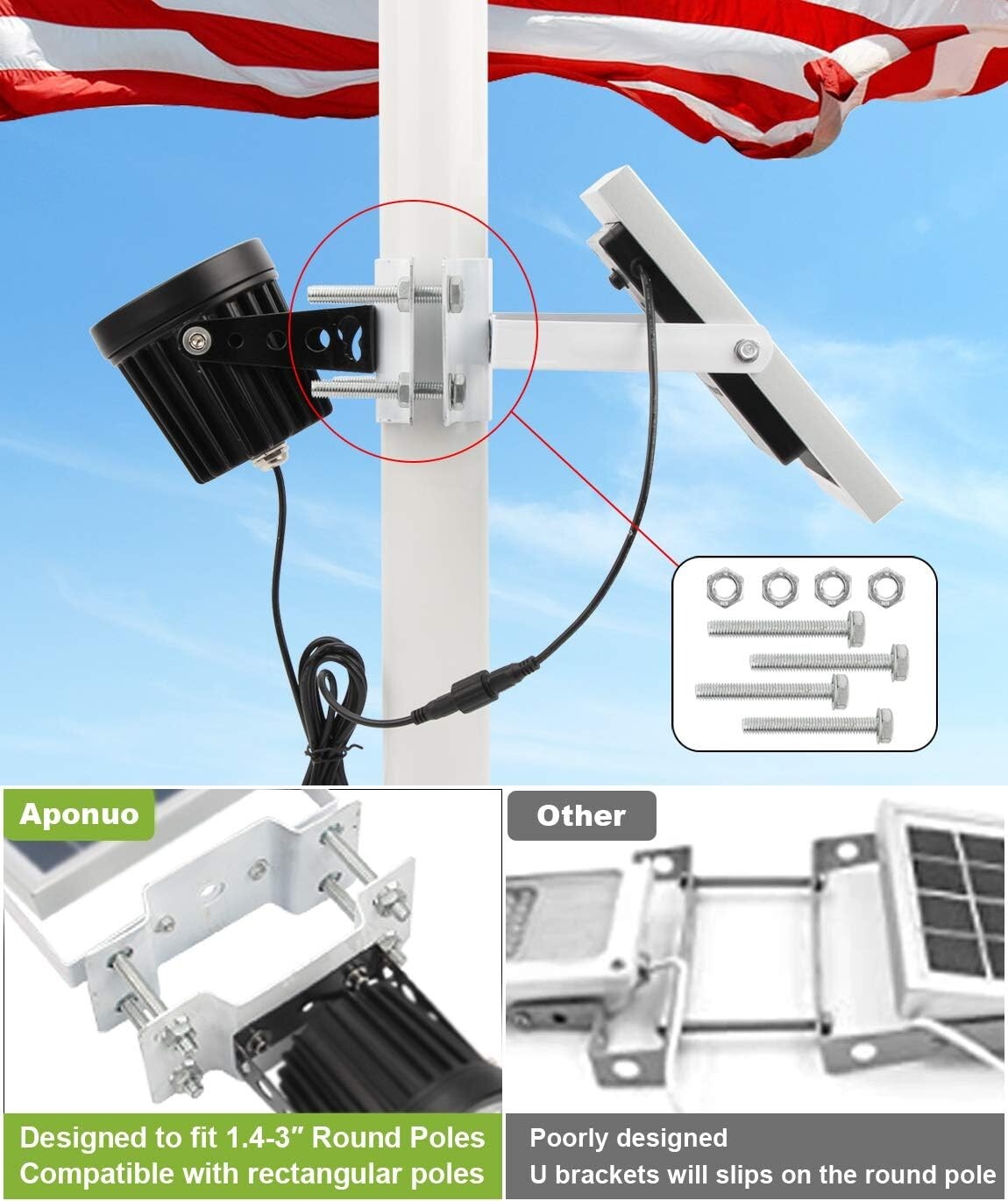 Durable Solar Flag Light with Dual Brightness for Enhanced Outdoor Visibility