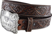 Load image into Gallery viewer, Luxury Men's Leather Belt with Embossed Floral Pattern &amp; Interchangeable Buckle