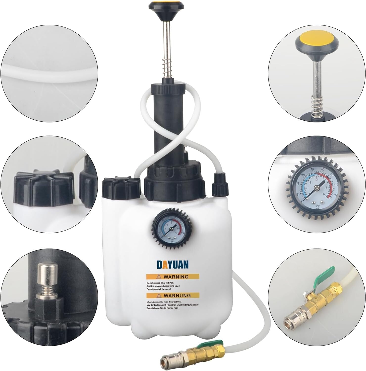 Automotive Fluid Transfer Pump Kit - 3L Capacity with Pressure Gauge & Adapters