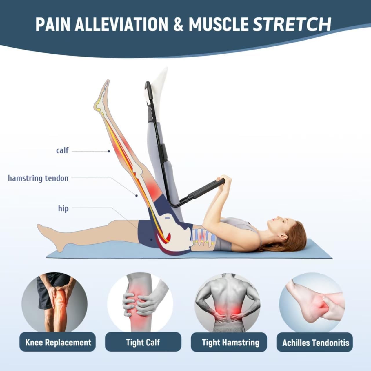 Durable Adjustable Hamstring Stretcher - Elastic Design for Enhanced Flexibility