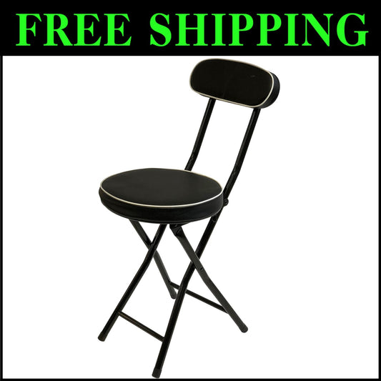 Durable Folding Stool with 12-Inch Cushioned Seat - Perfect for Any Setting
