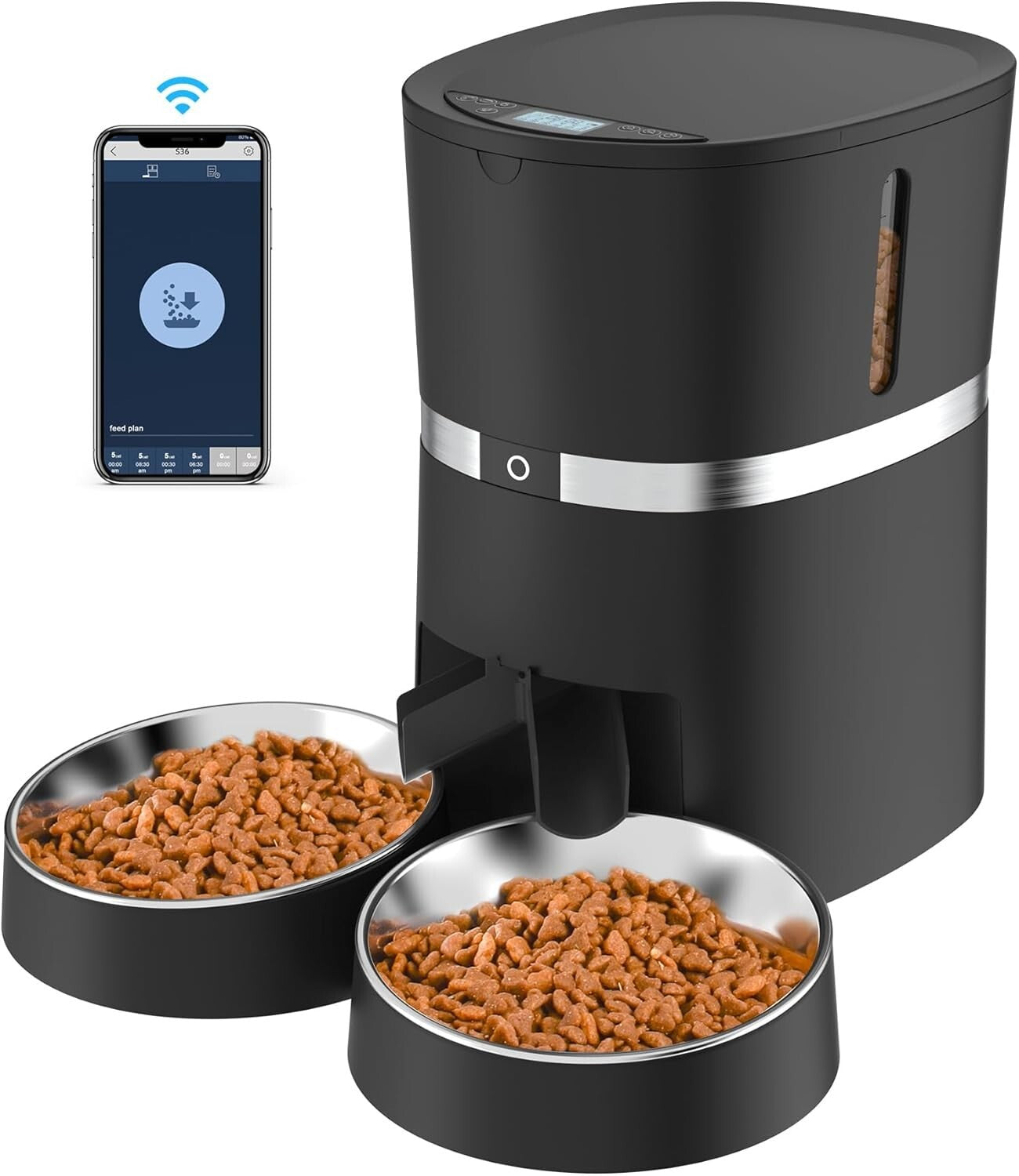 Smart Pet Feeder with 10s Voice Reminder & Flexible Meal Scheduling - Dual-Power
