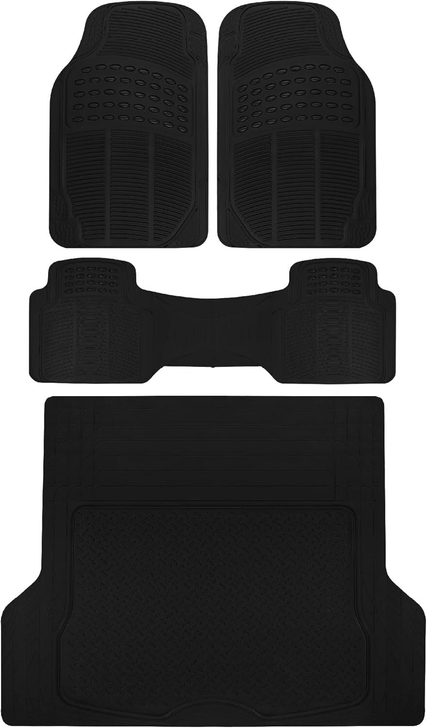 Custom Trim-to-Fit Black Rubber Floor Mats for Cars, SUVs & Trucks – 4 Piece Set