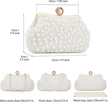 Load image into Gallery viewer, Handmade Pearl Evening Clutch with Detachable Straps - Elegant Wedding Accessory