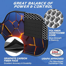 Load image into Gallery viewer, Lightweight Graphite Pickleball Rackets with Comfort Grip - Set of 4 &amp; Carry Bag
