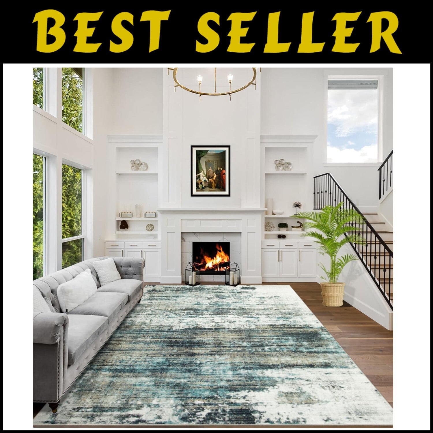 Soft Touch 8' x 10' Indoor Abstract Area Rug - Safe, Stylish, and Easy to Care
