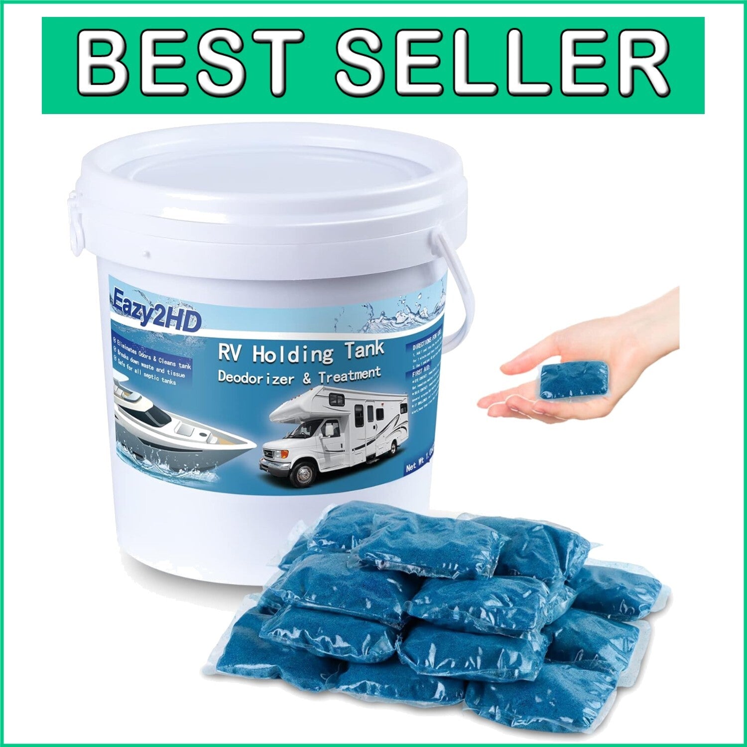 50 Packs RV Black Tank Deodorizer - Biodegradable Treatment for Porta Potties