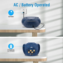 Load image into Gallery viewer, Stylish Portable Boombox with FM Stereo, Bluetooth, and USB - Blue Jay Edition
