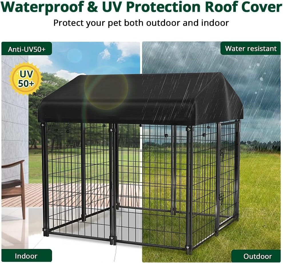 Spacious Outdoor Dog House with Waterproof Roof for Small to Medium Breeds