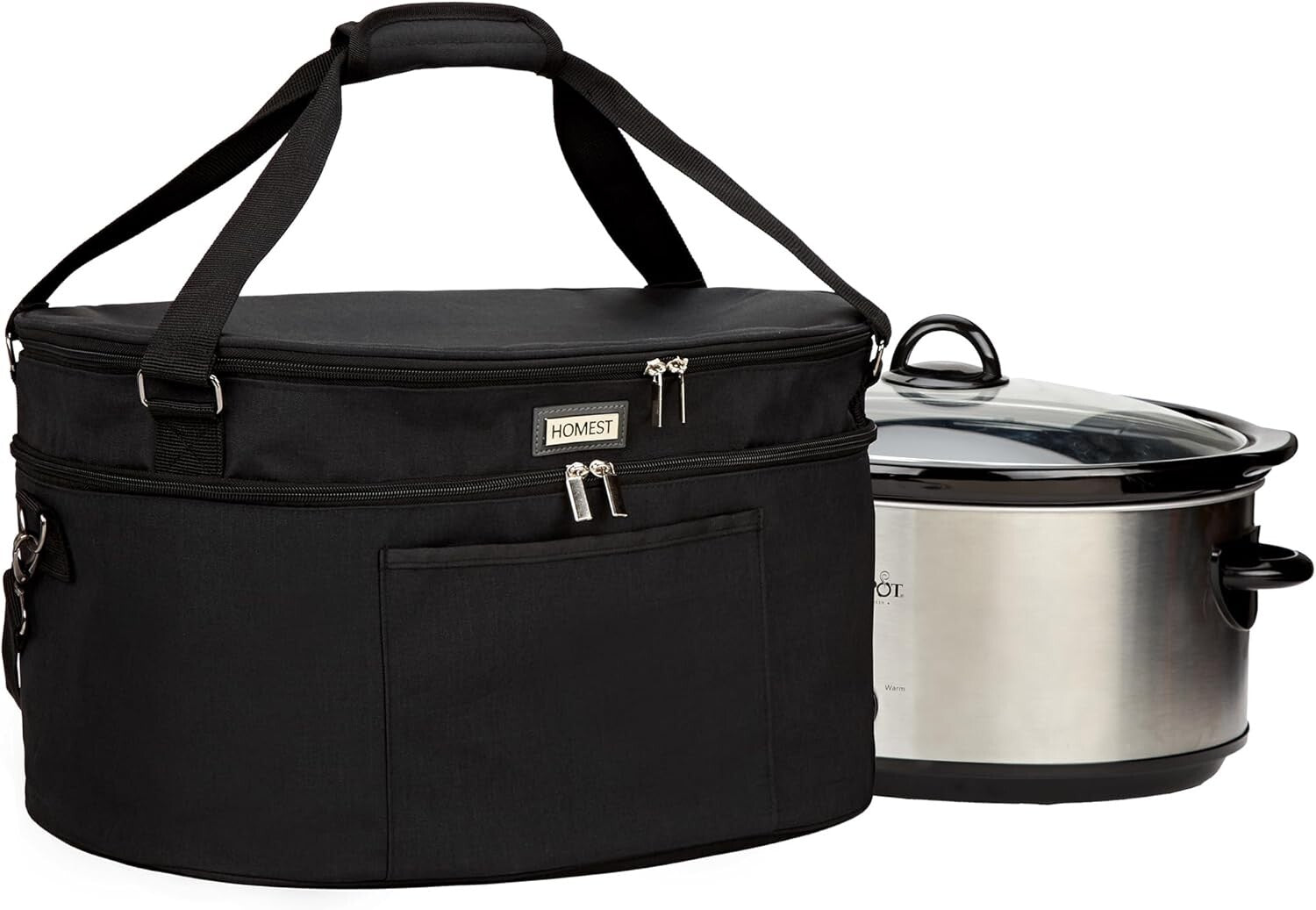 Durable 6-8 Quart Slow Cooker Holder with Adjustable Strap and Easy Wipe Liner