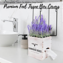 Load image into Gallery viewer, Charming Square Tissue Box Cover with Potted Lavender - Rustic Decor Essential