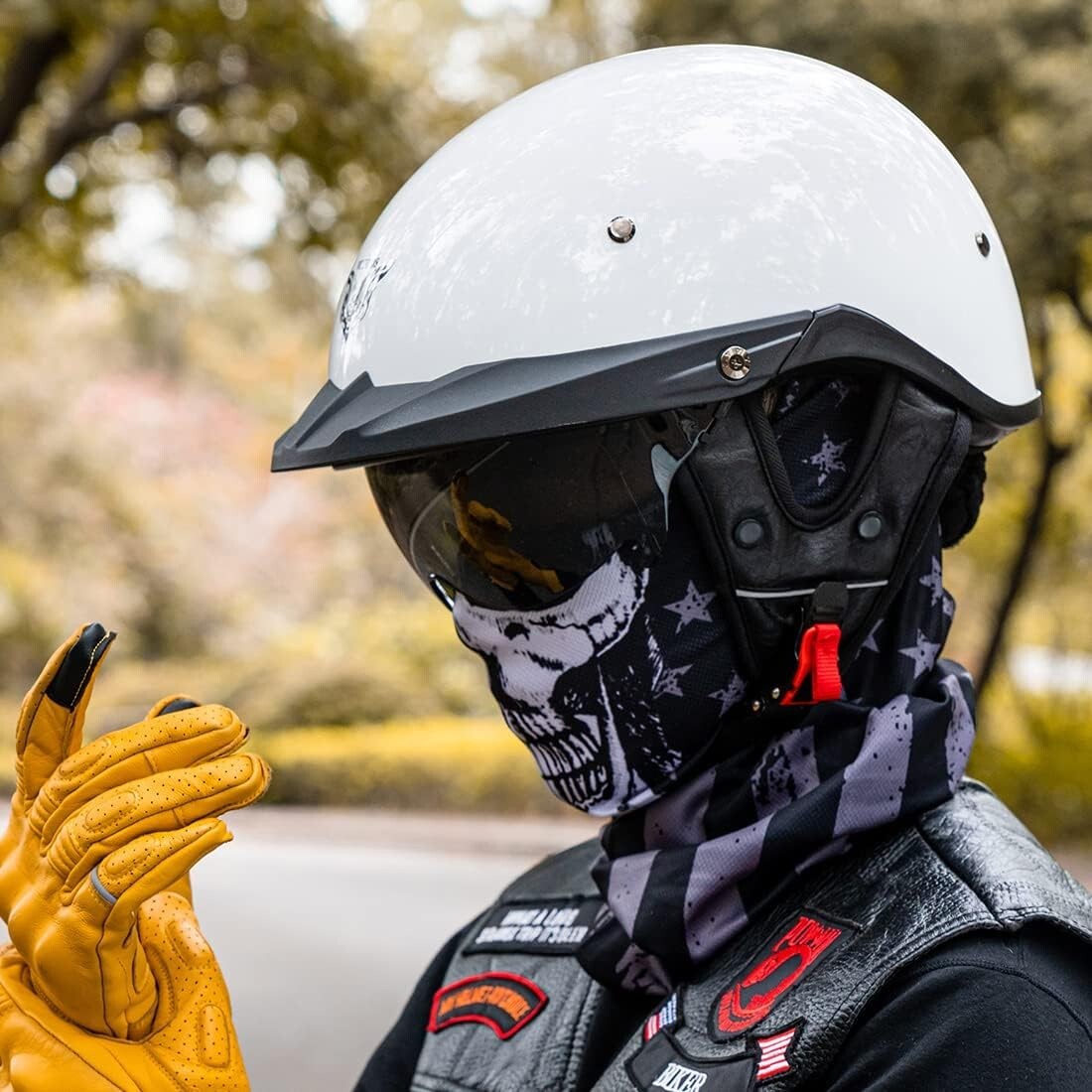 DOT Approved Retro Open Face Motorcycle Half Helmet with Quick Release Buckle