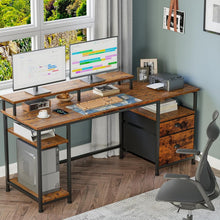 Load image into Gallery viewer, Versatile 61" Computer Desk with Shelves and File Drawer - Home Office Essential