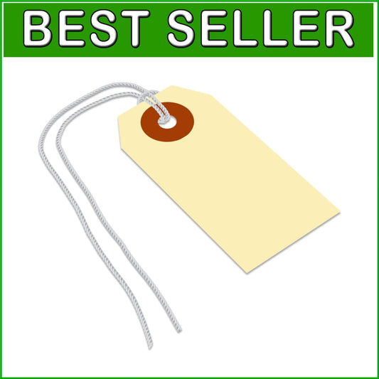 Durable Manila Blank Shipping Tags with Pre-Attached Strings - Pack of 1000