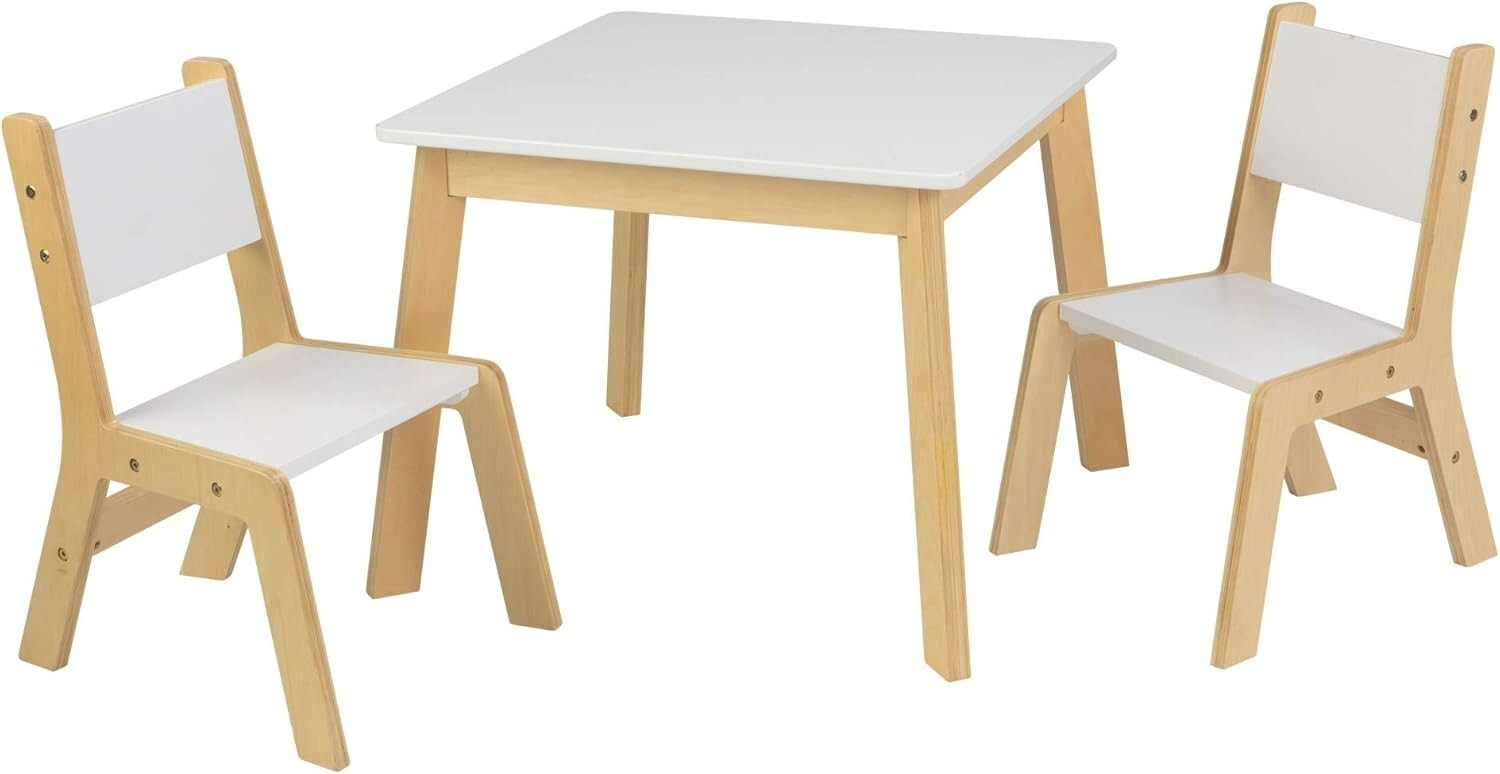 Stylish Kids Table with 2 Rounded Corner Chairs - Safe & Fun Play Space