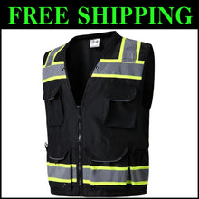 Load image into Gallery viewer, Durable 12 Pockets Reflective Safety Vest - Class 2 Compliance for Professionals