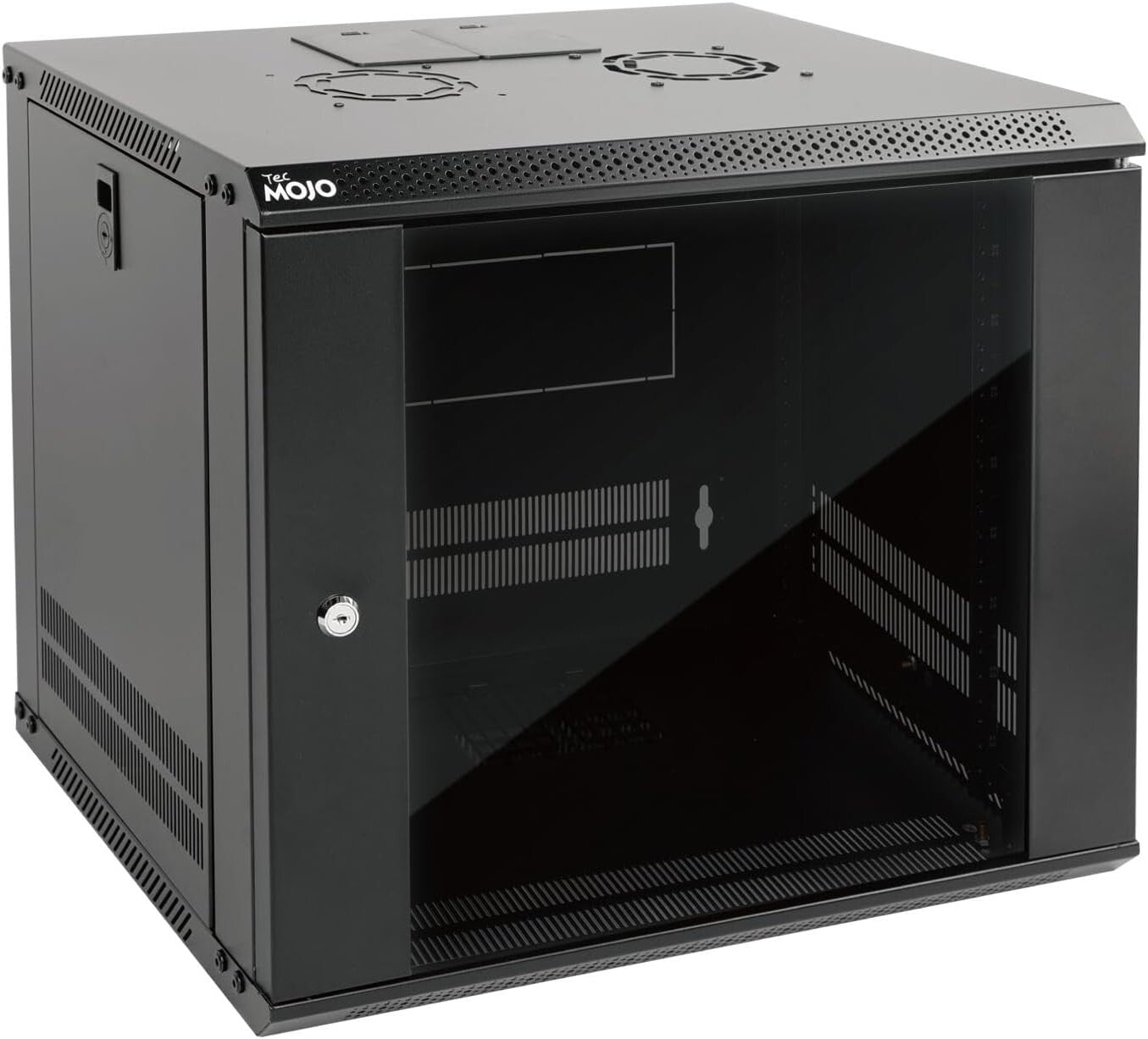 Stylish 9U Server Cabinet with Locking Glass Door - Ideal for A/V Equipment