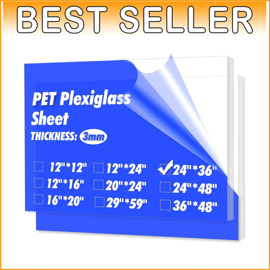 Recyclable PET Clear Acrylic Sheets - 2 Pack, 36" x 24" for Events & Displays