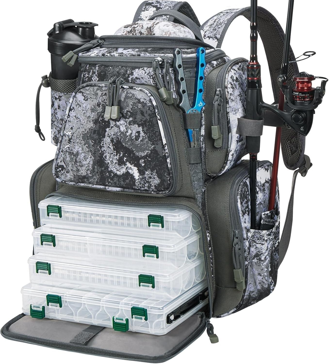 Affordable Fishing Tackle Backpack - 4 Trays, 1200D Nylon, Ultimate Organization