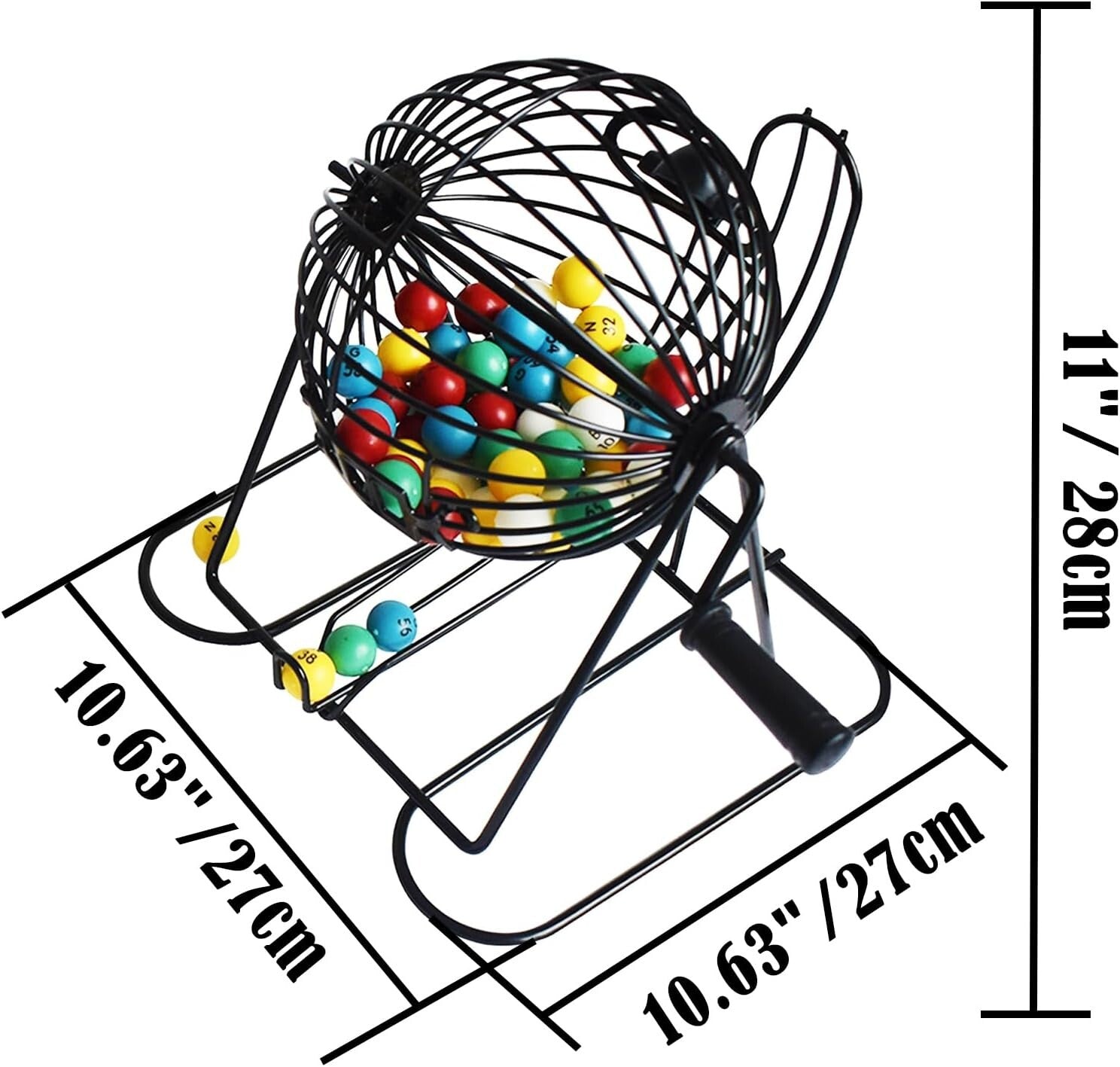 Complete Bingo Game Set - 11" Cage, 75 Balls, 500 Chips for Group Entertainment