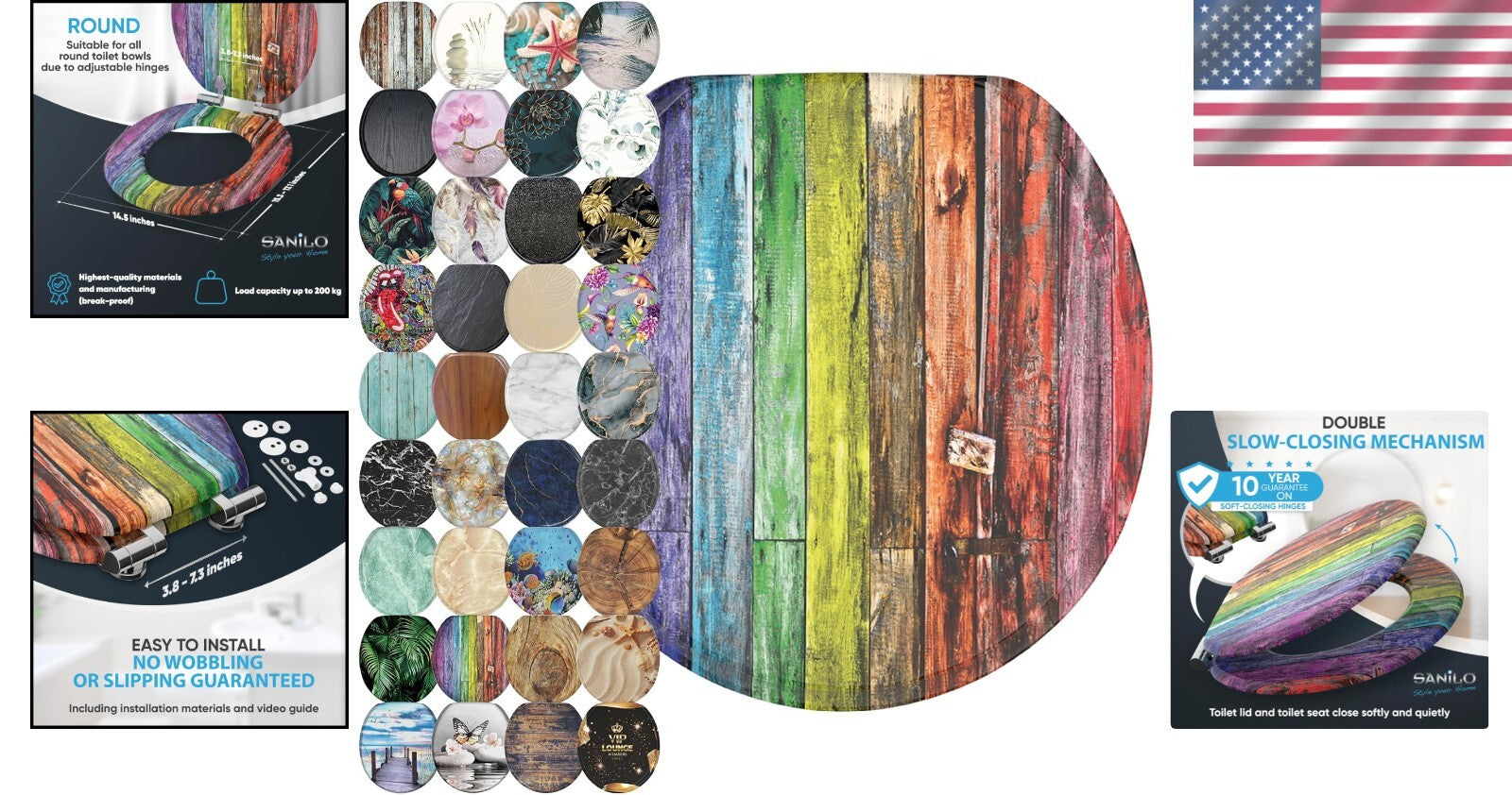 Eye-Catching Rainbow Toilet Seat – Soft Close, Quick Installation, Round