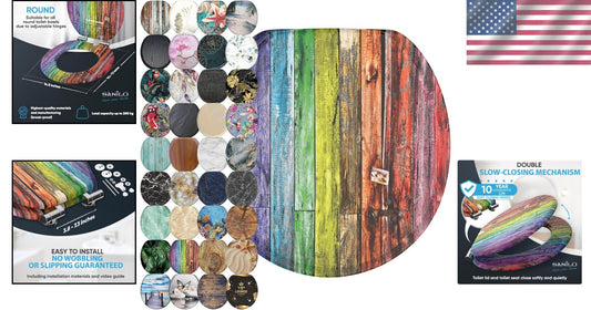Eye-Catching Rainbow Toilet Seat – Soft Close, Quick Installation, Round