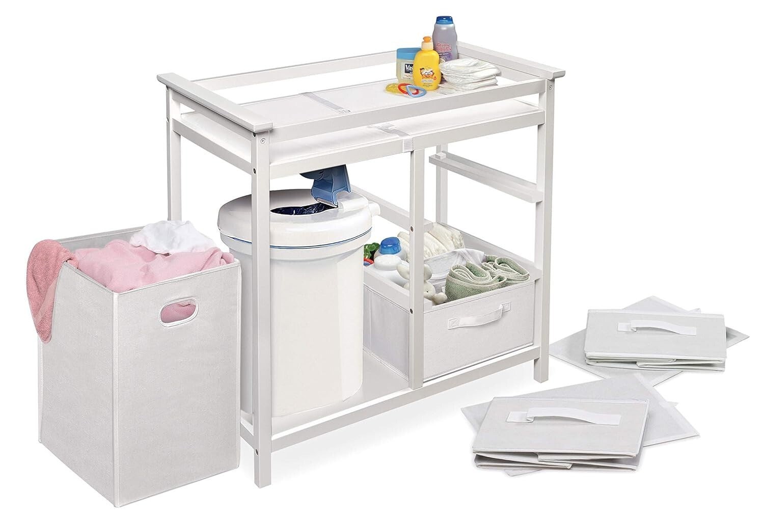 3-Drawer Portable Baby Changing Table with Safety Rails for Modern Nurseries