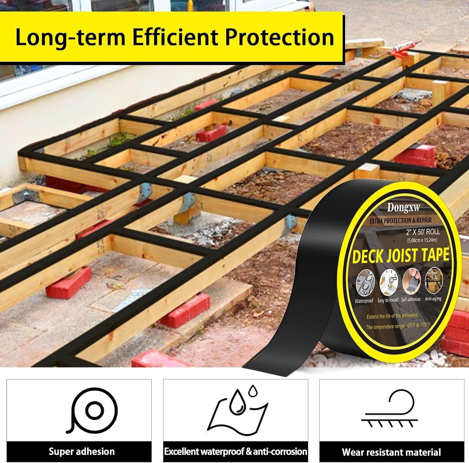 Weather-Resistant Butyl Deck Joist Tape 10 Rolls - Moisture Barrier for Outdoors