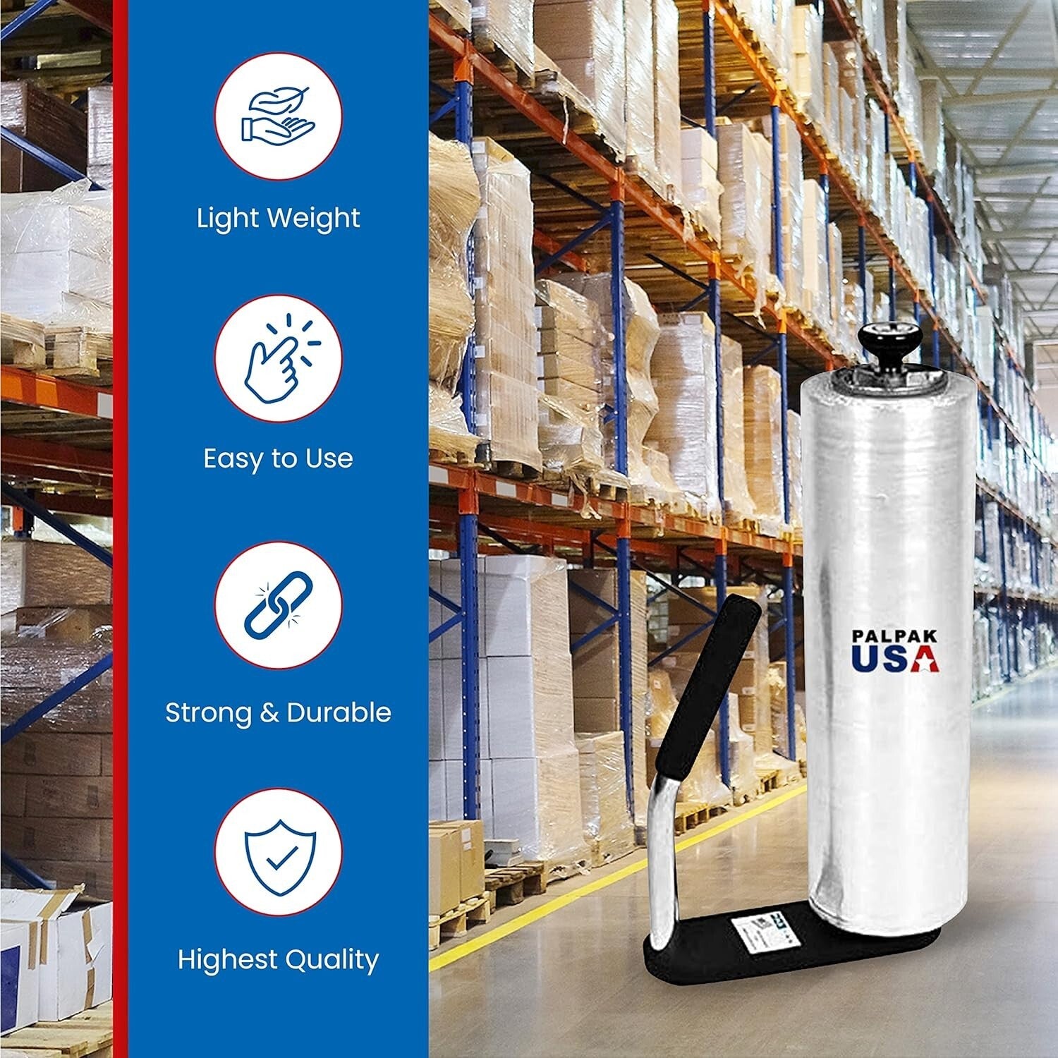 Versatile Stretch Film Dispenser - Pallet Wrap Handle with Adjustable Tension