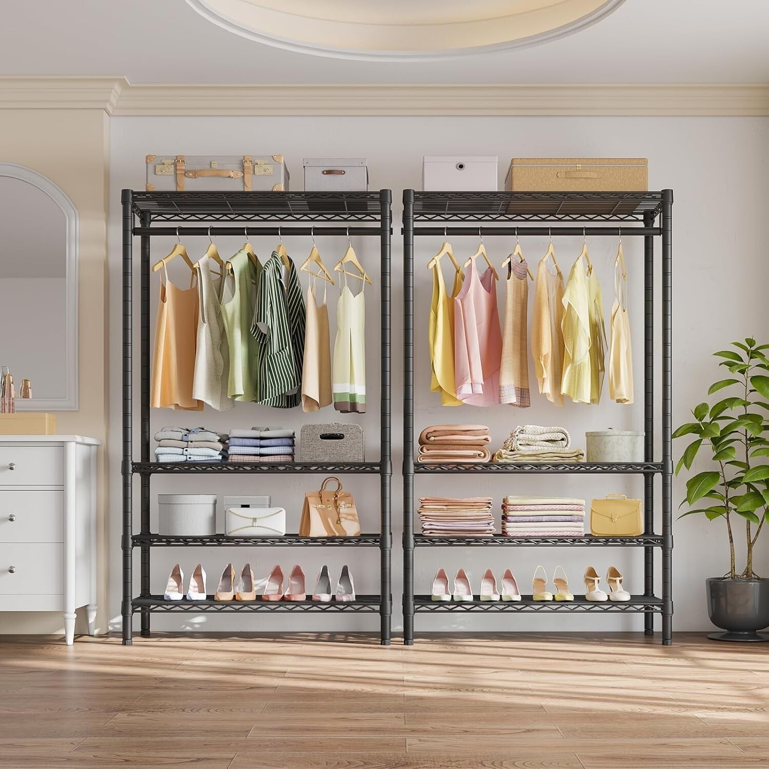 Freestanding 4-Tier Clothes Rack - Portable, Durable, 500 lbs Load Capacity