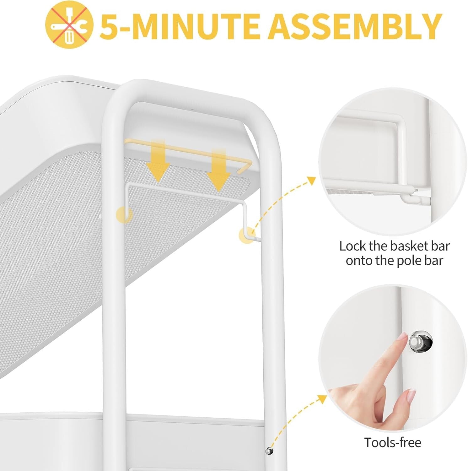 Sturdy 4-Tier Rolling Cart with Wheels - Ideal Baby, Craft, and Kitchen Storage