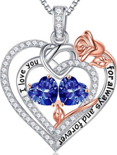 Load image into Gallery viewer, Heart Pendant Birthstone Necklace in Sterling Silver - Perfect Mother's Day Gift