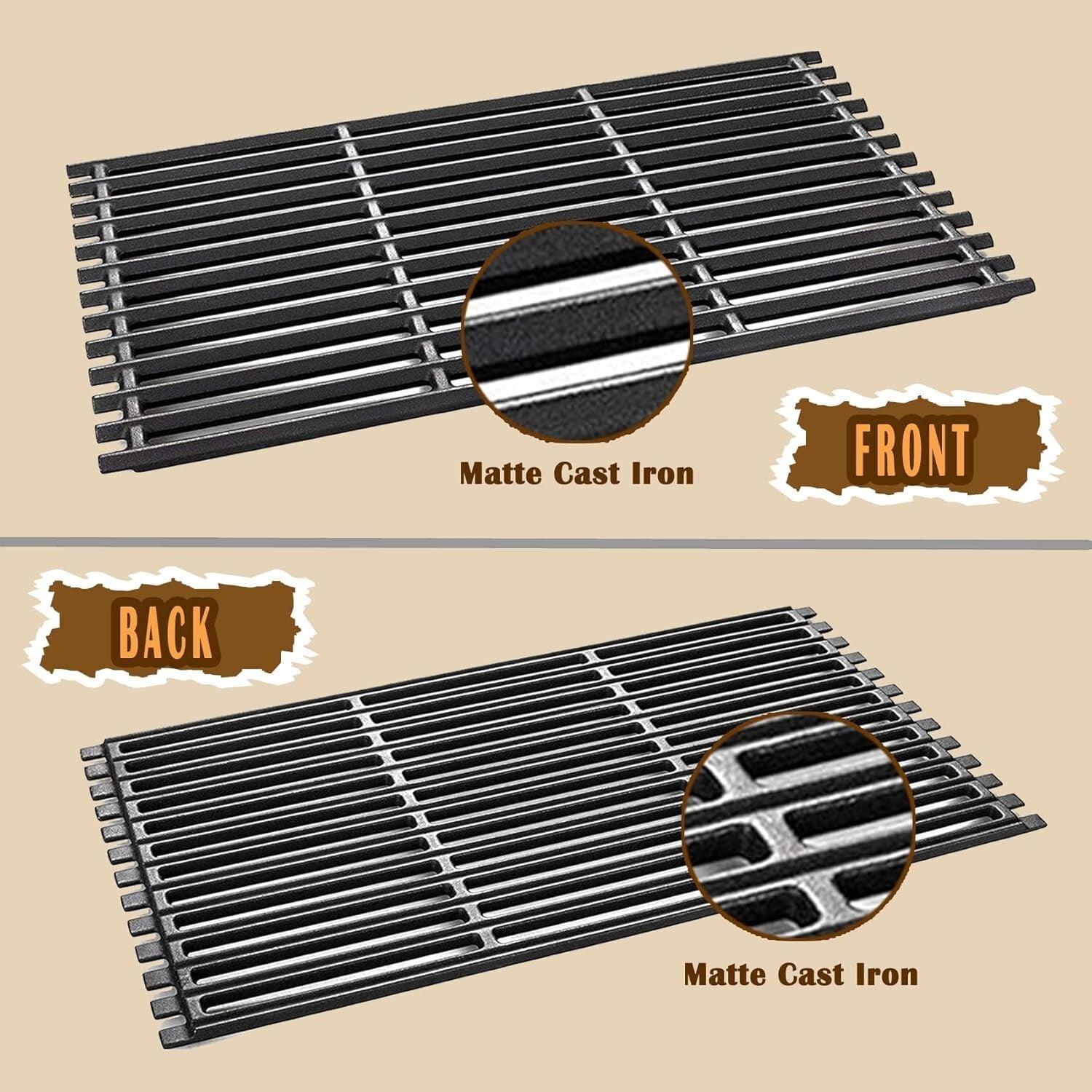 17" Cast Iron Replacement Grates for Charbroil Tru Infrared Gas Grills - 3 Pack