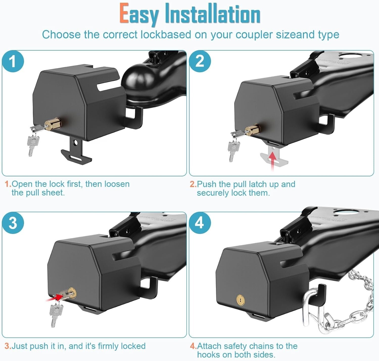 All-in-One Anti Theft Trailer Lock for RVs and Trucks - Weather Resistant Design
