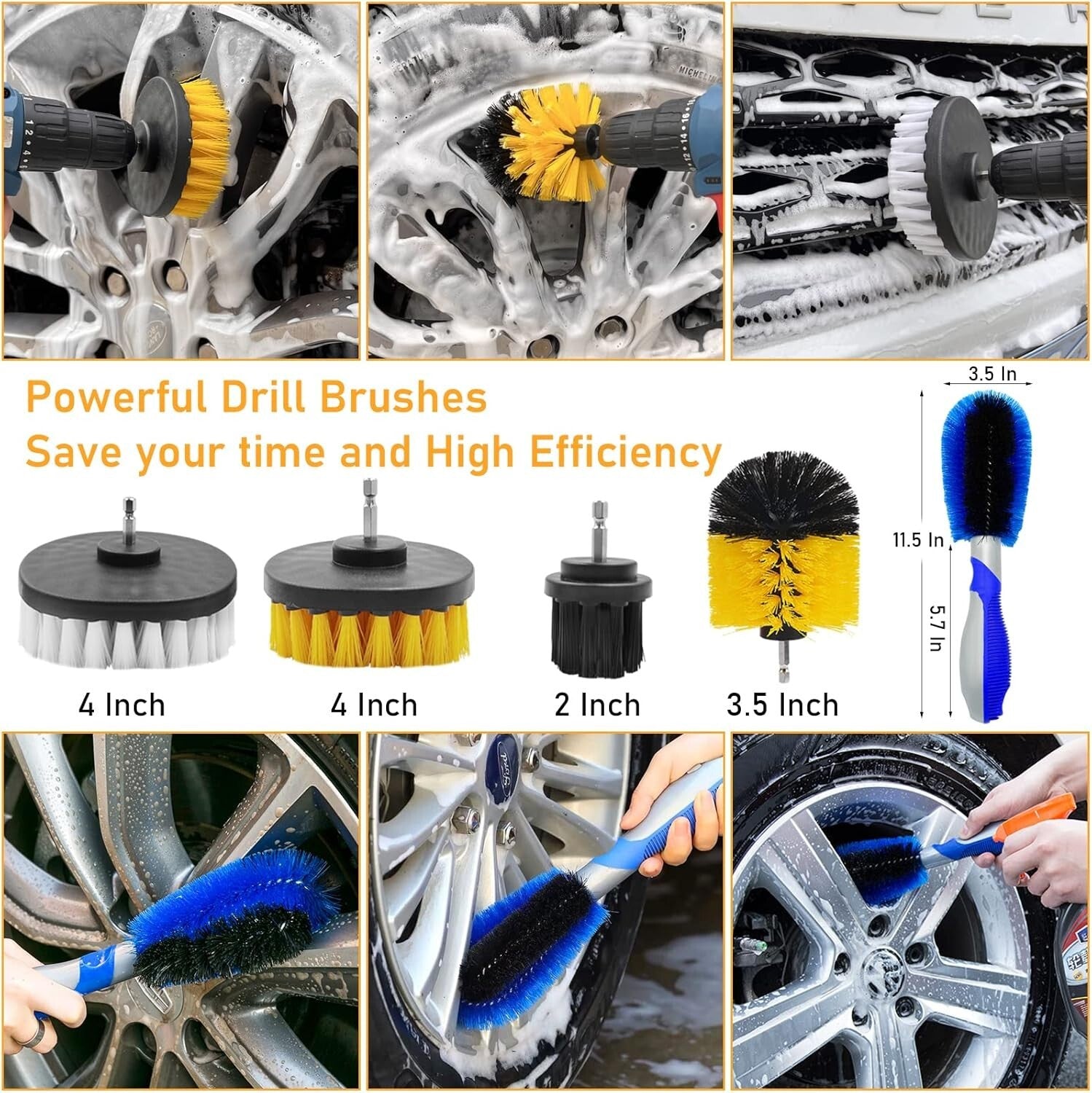 46PC Car Polishing and Detailing Set - Brushes, Pads, and Accessories Included