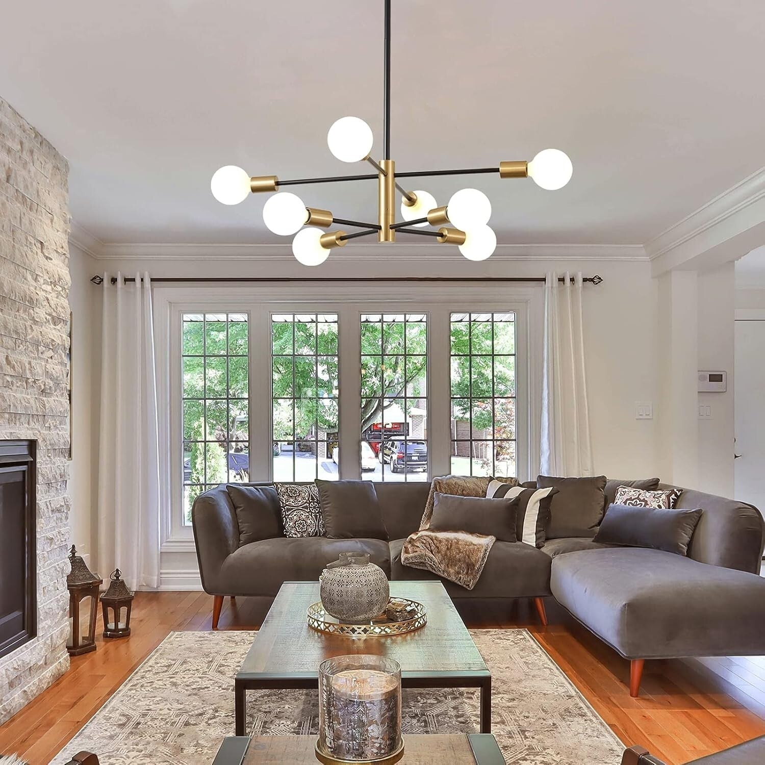 Stunning Mid-Century 8-Light Sputnik Chandelier - Easy Install & UL Certified