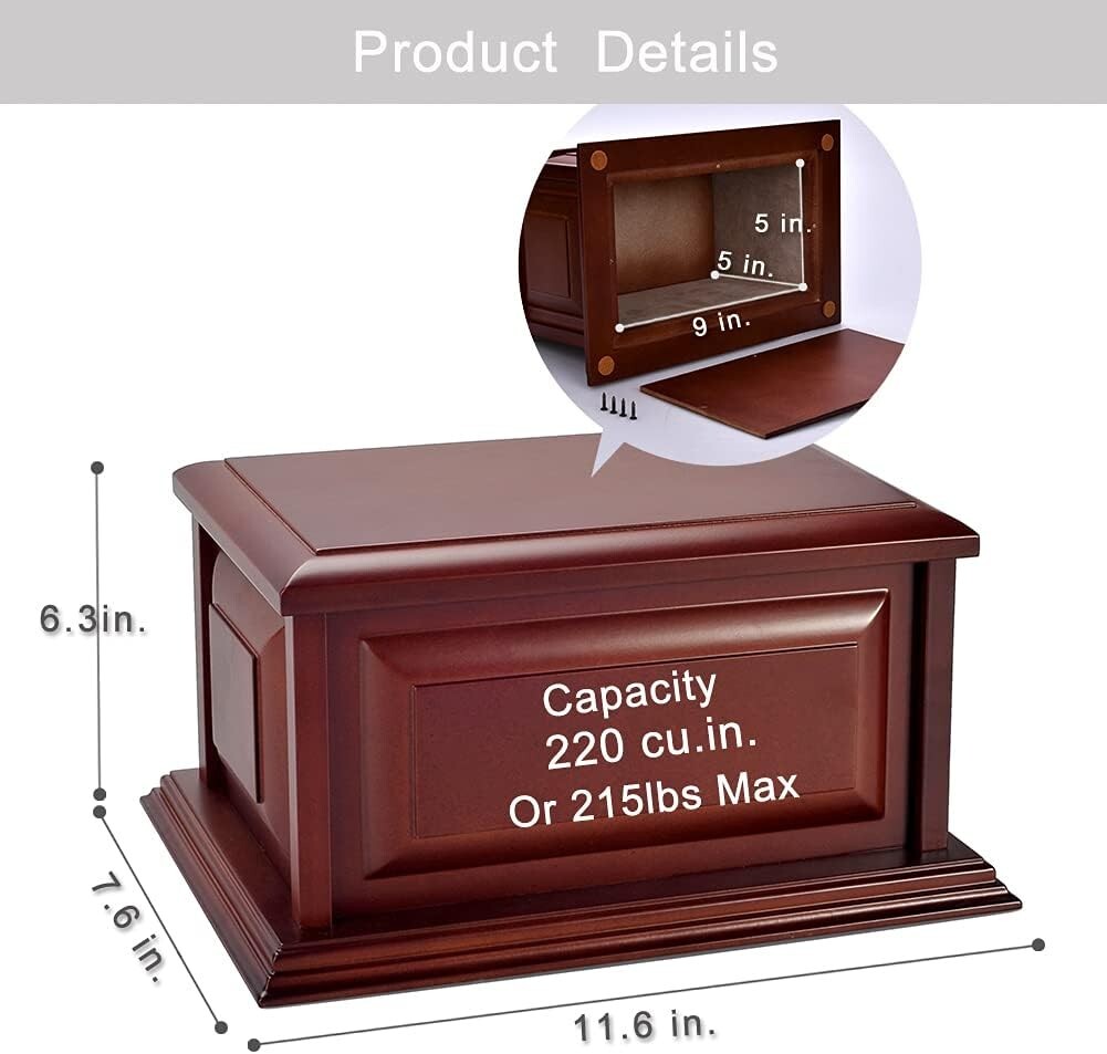 Elegant Cherry Wood Urn for Adult Ashes - Professional MDF Cremation Urn