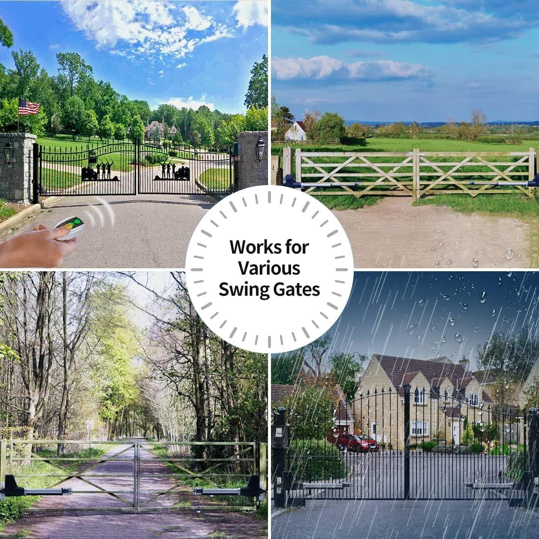 Electric Driveway Gate Opener for Medium Duty - Up to 18ft, Remote Control